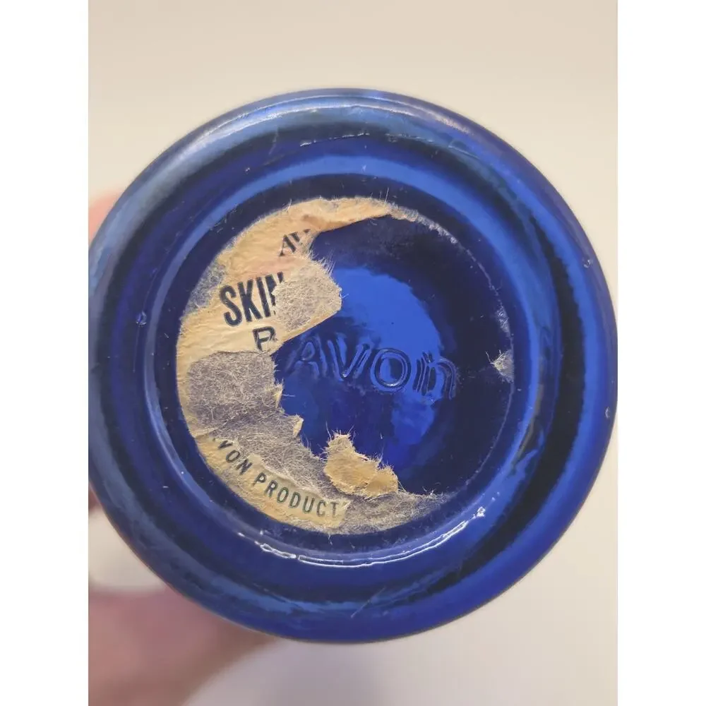 Vtg Avon Cobalt Blue 9” Decanter Bottle w/ Gold Trim & Stopper (Empty) Collect